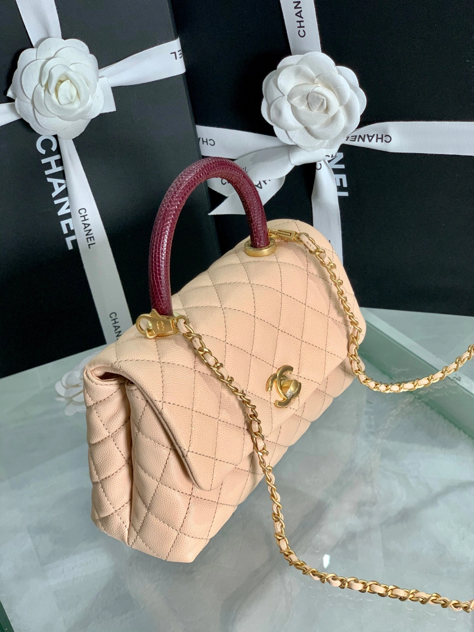 Custombag-- coco handle high quality version Beautiful naked apricot item：C-B803D0772