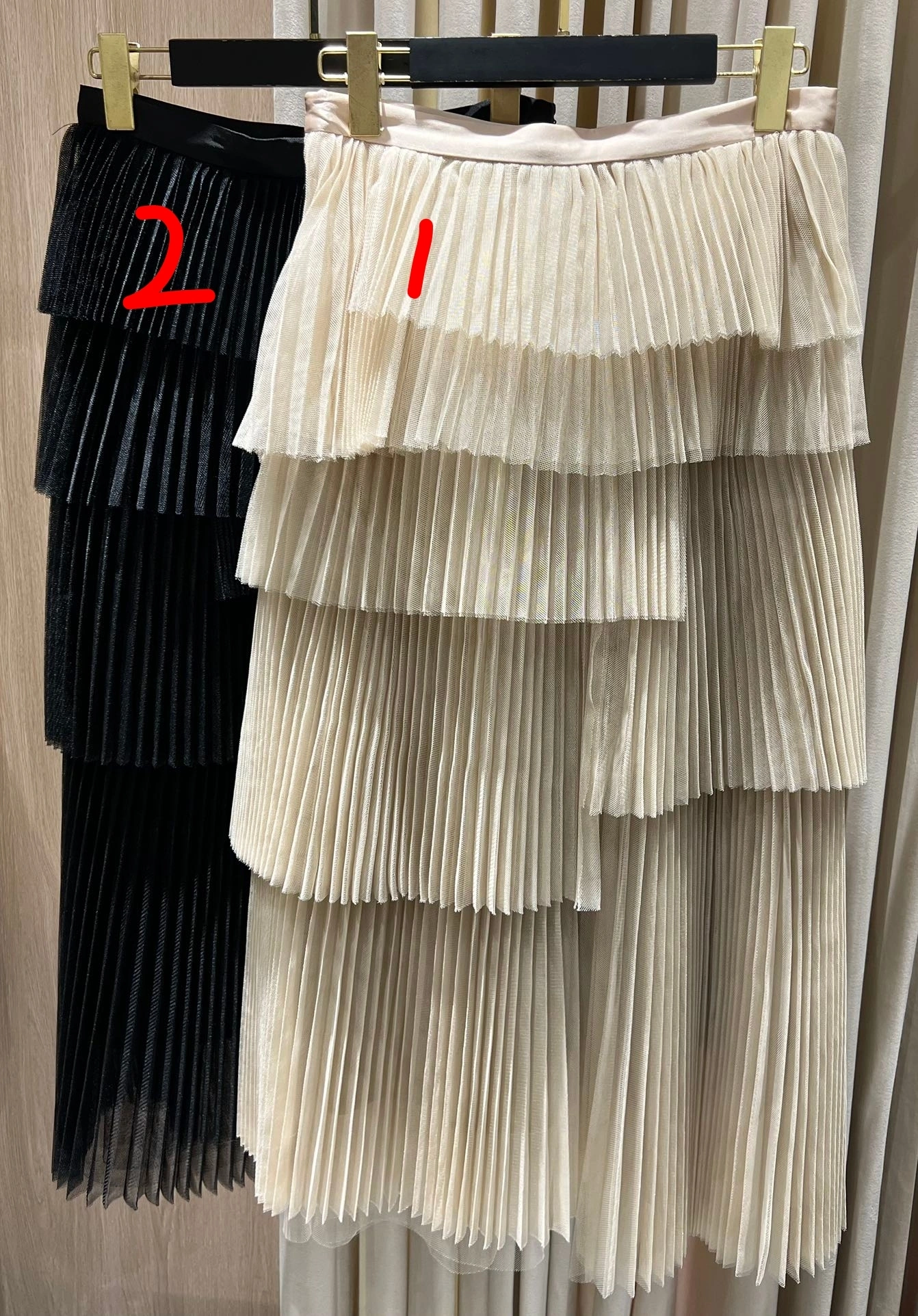 Victoria -- 4ior Multi-Layered Tiered Pleated Tulle Skirt 2colour item:E-F140L1918-2H