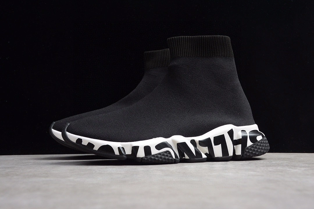 &high quality version Balenciga Speed Graffiti Trainers White Black item number:099I067X0300I1412