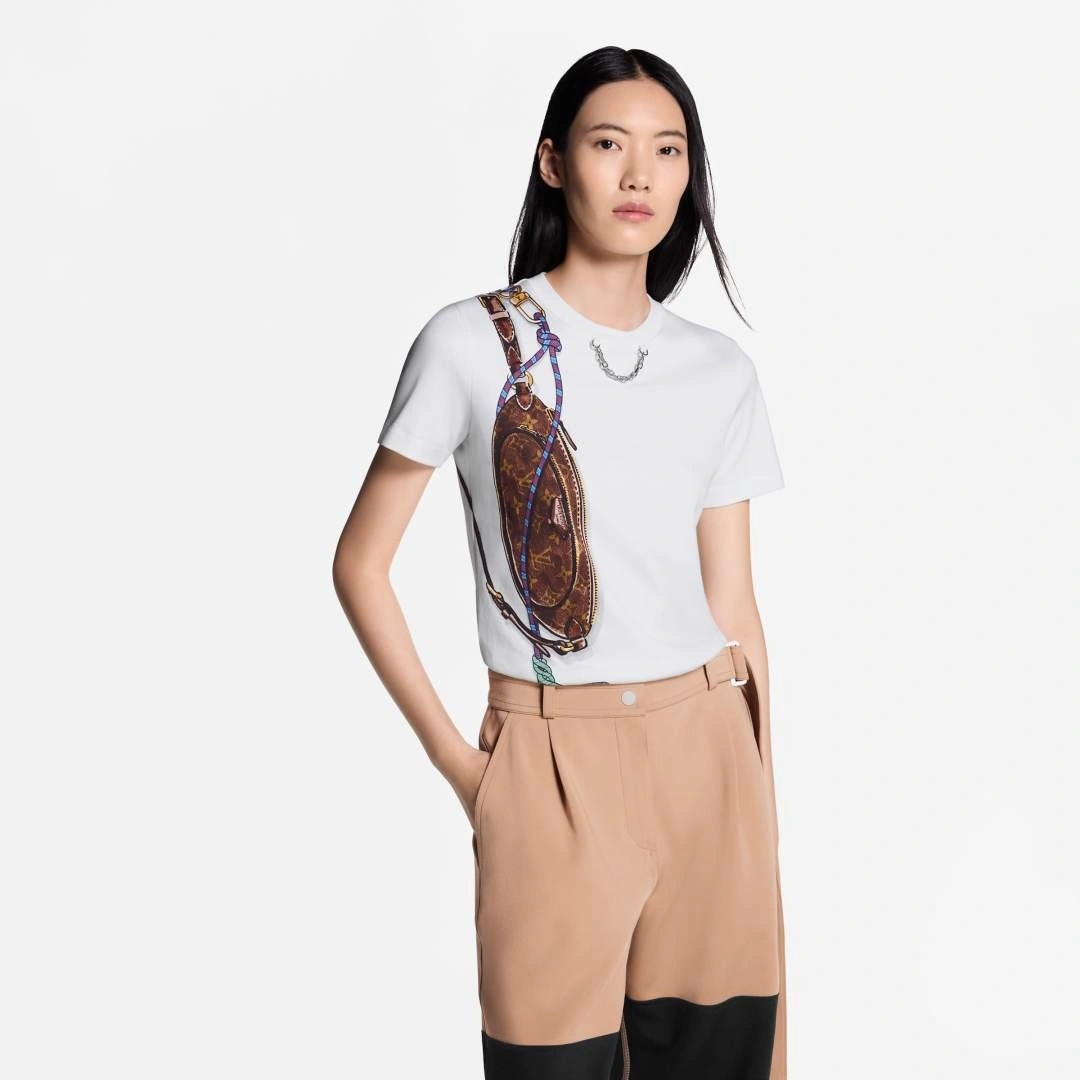 Victoria-- 8V T-Shirt Print Sacoche Damier Ébène Monogram Cotton Soft and comfortable item:E-F140L1931H