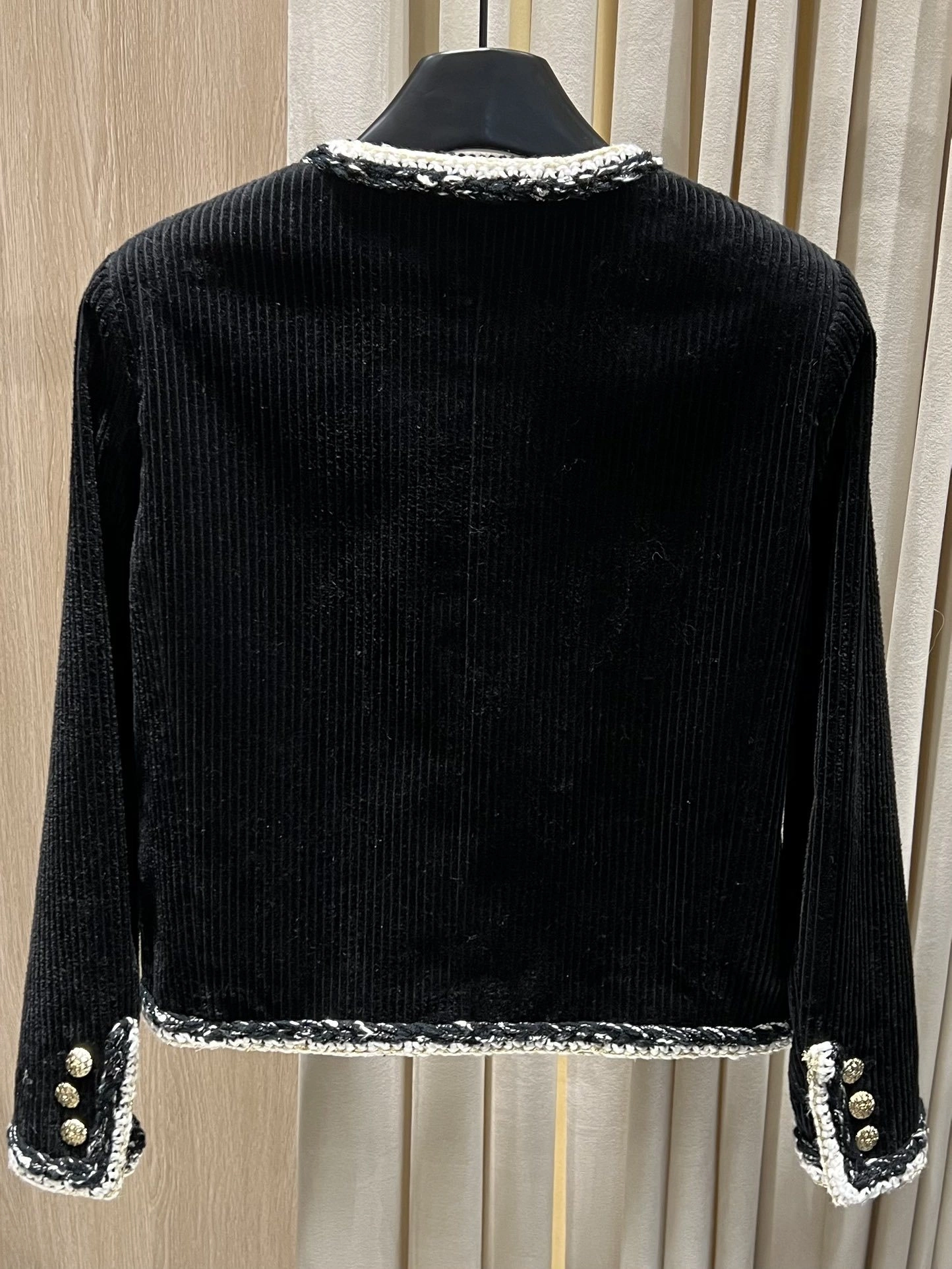 Victoria- 3h1958 Velvet Corduroy Jacket with Hand-woven Tweed Trim item:F-F140A1415H