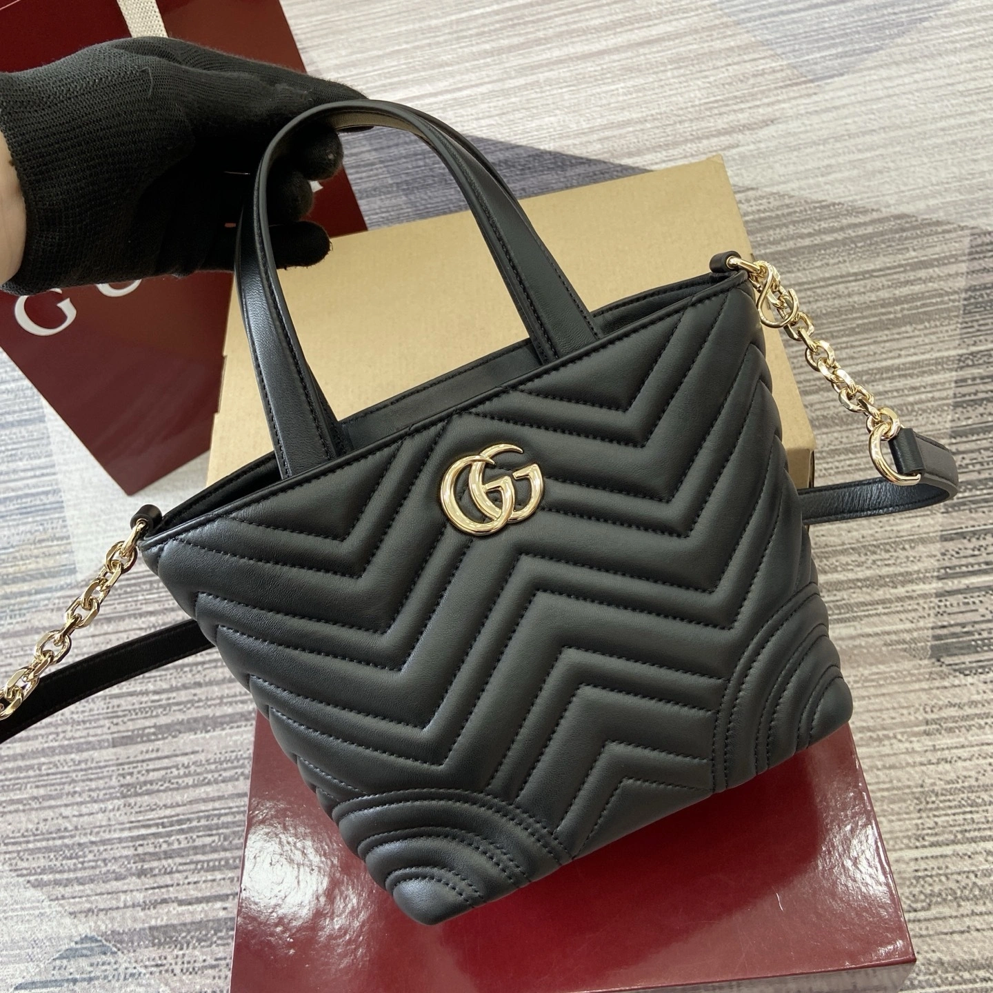 MOMO--6u33i 847386-AAFA1-1000 high quality version GG Marmont sheepskin item:E-B815K2530