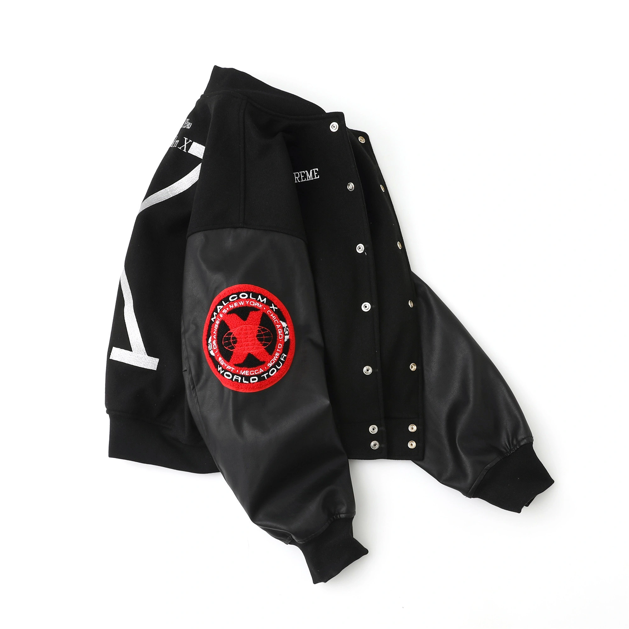 Gemini- S575 Supreme x 40 Acres SS25 WEEK9 Malcolm X Varsity Jacket embroidery item:E-F213I1017