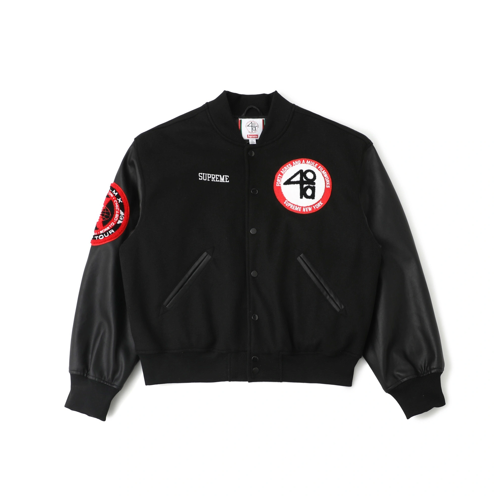 Gemini- S575 Supreme x 40 Acres SS25 WEEK9 Malcolm X Varsity Jacket embroidery item:E-F213I1017