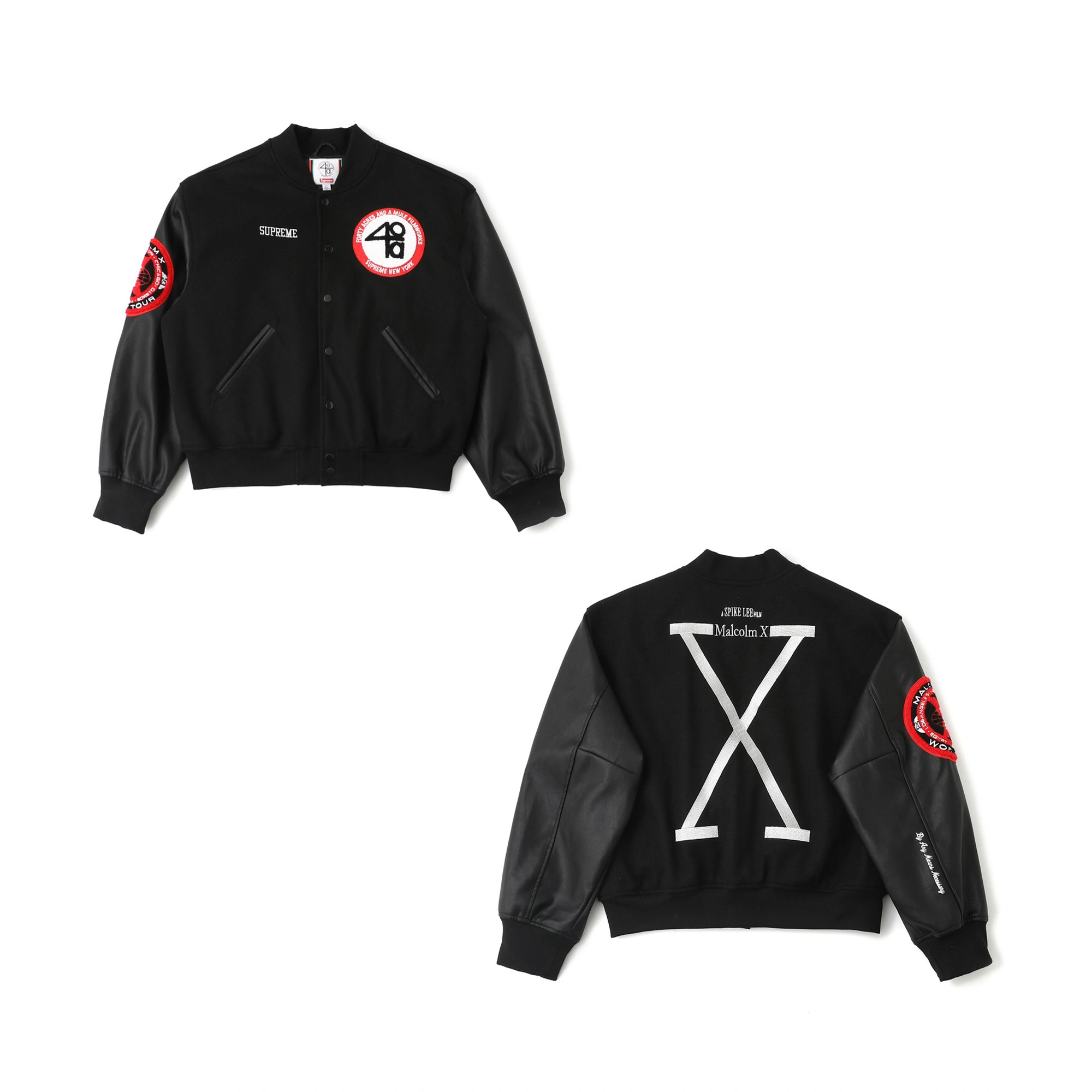 Gemini- S575 Supreme x 40 Acres SS25 WEEK9 Malcolm X Varsity Jacket embroidery item:E-F213I1017