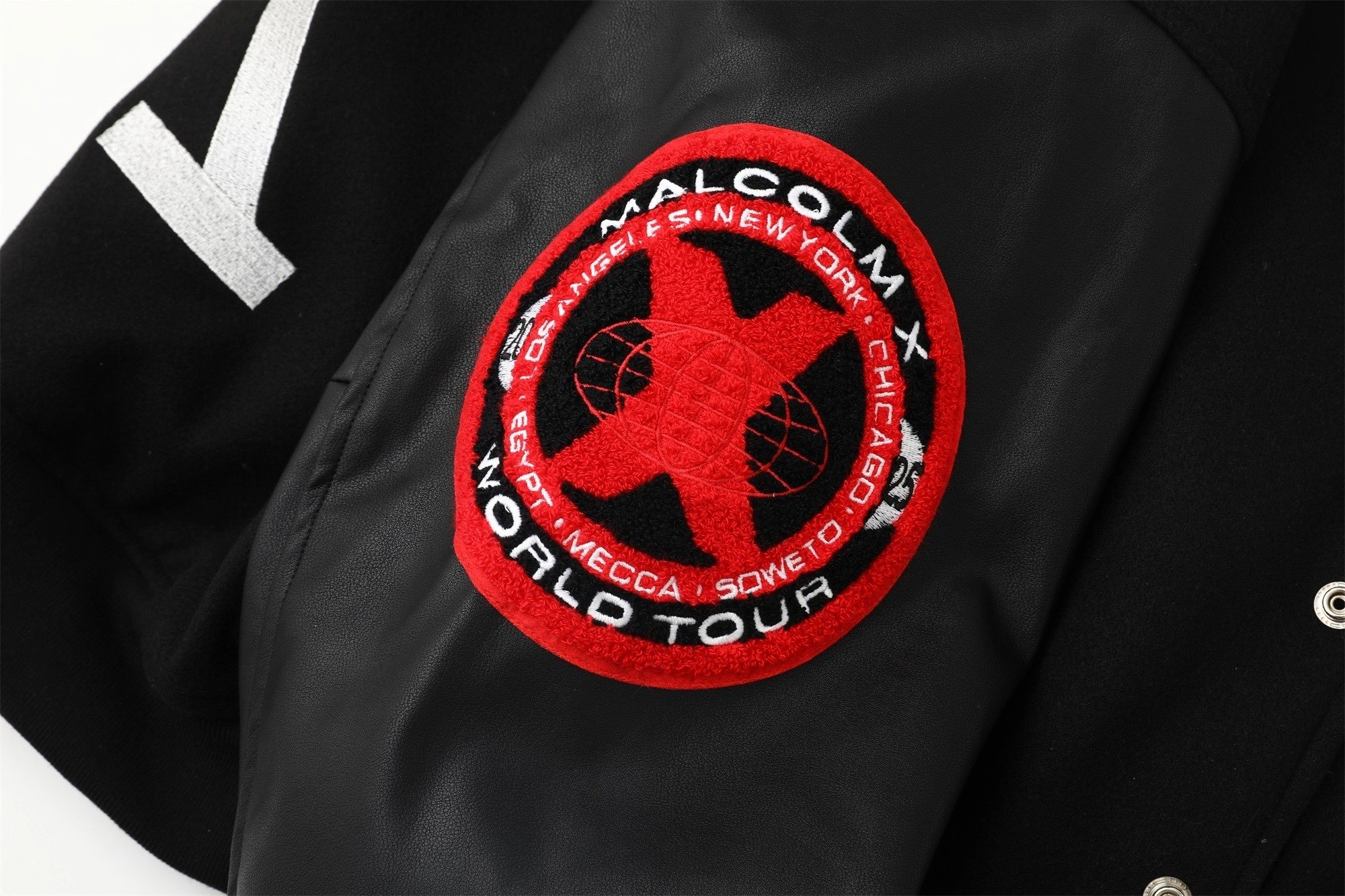 Gemini- S575 Supreme x 40 Acres SS25 WEEK9 Malcolm X Varsity Jacket embroidery item:E-F213I1017
