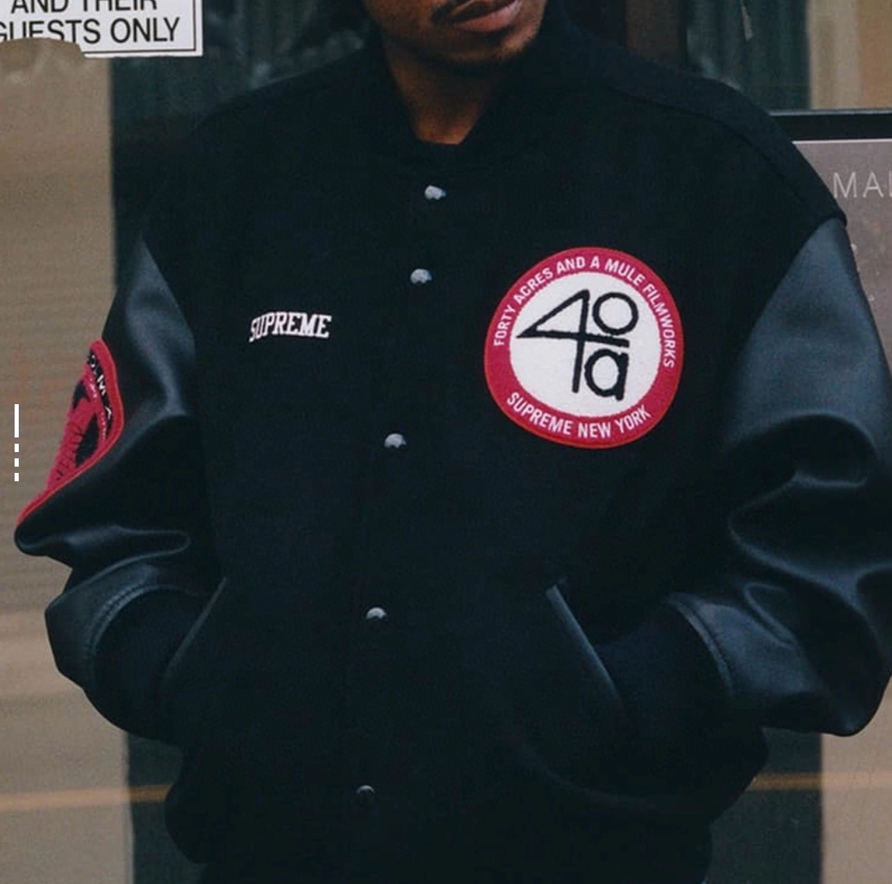 Gemini- S575 Supreme x 40 Acres SS25 WEEK9 Malcolm X Varsity Jacket embroidery item:E-F213I1017