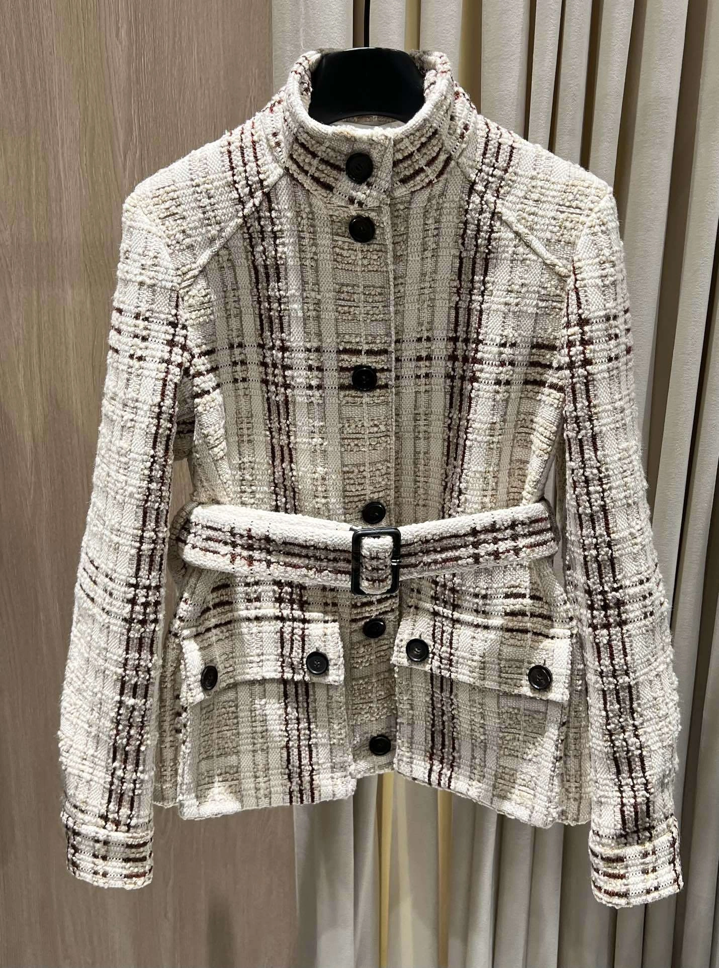 Victoria-- 8oro Pi191 Belted Tweed Jacket Tweed Skirt with Silk Lining suit Quiet Luxury wool item:E-F140L2709H