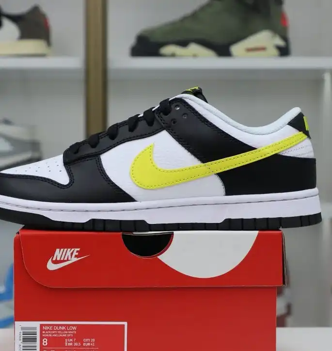 hype Nike Dunk Low "Black White Yellow"