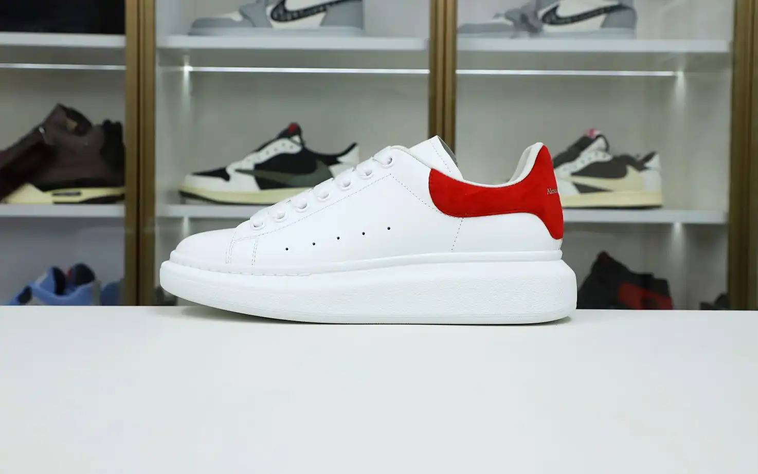 hype ALXNDER MC MCQUEEN WHITE SMOOTH CALF LEATHER RED SUEDE