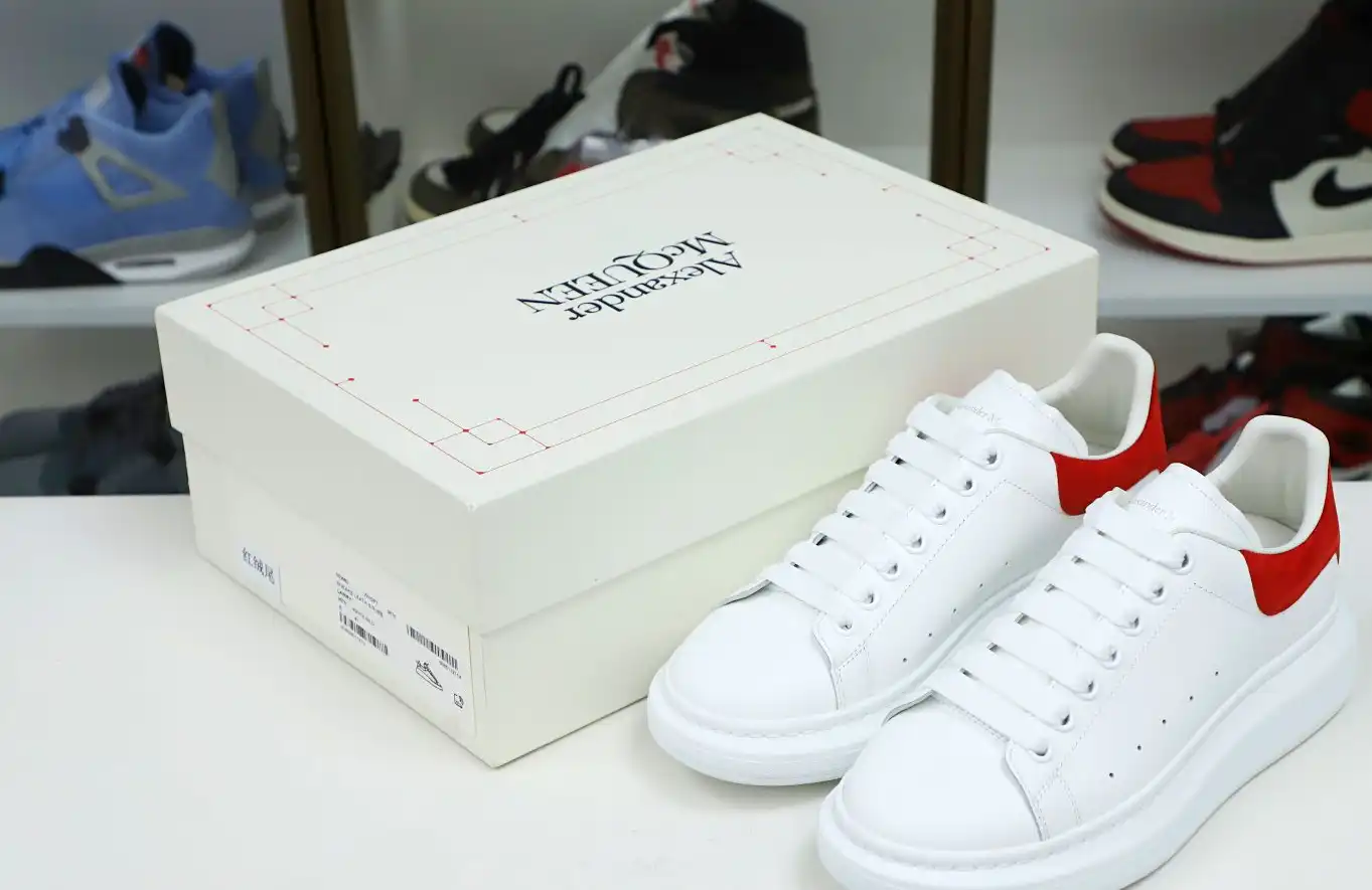 hype ALXNDER MC MCQUEEN WHITE SMOOTH CALF LEATHER RED SUEDE