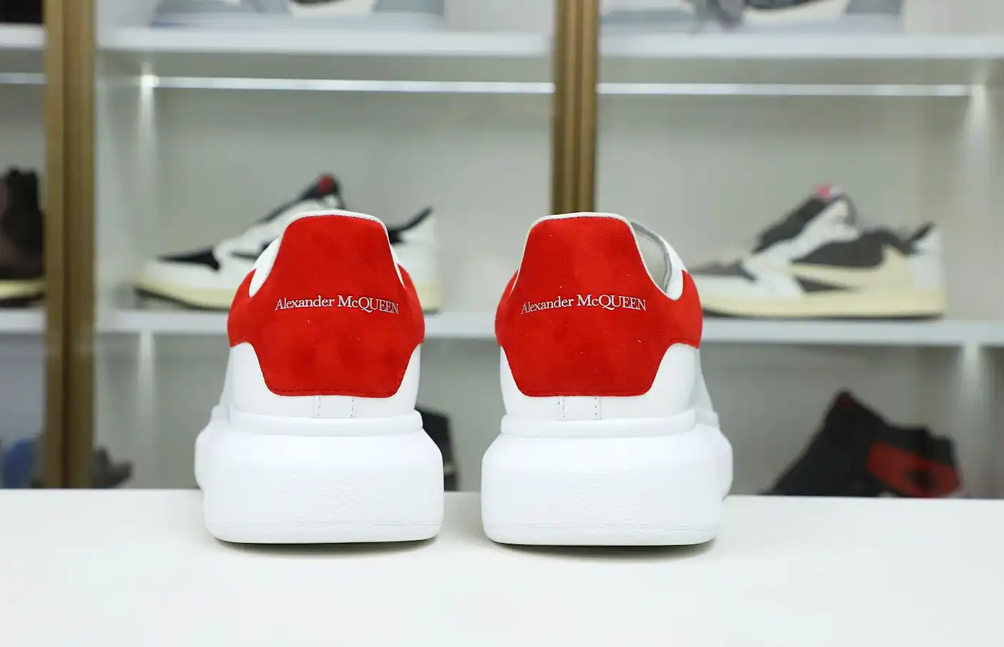 hype ALXNDER MC MCQUEEN WHITE SMOOTH CALF LEATHER RED SUEDE