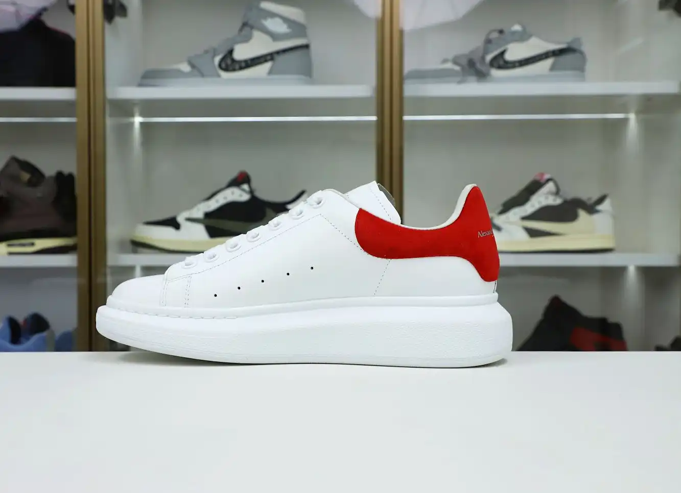 hype ALXNDER MC MCQUEEN WHITE SMOOTH CALF LEATHER RED SUEDE