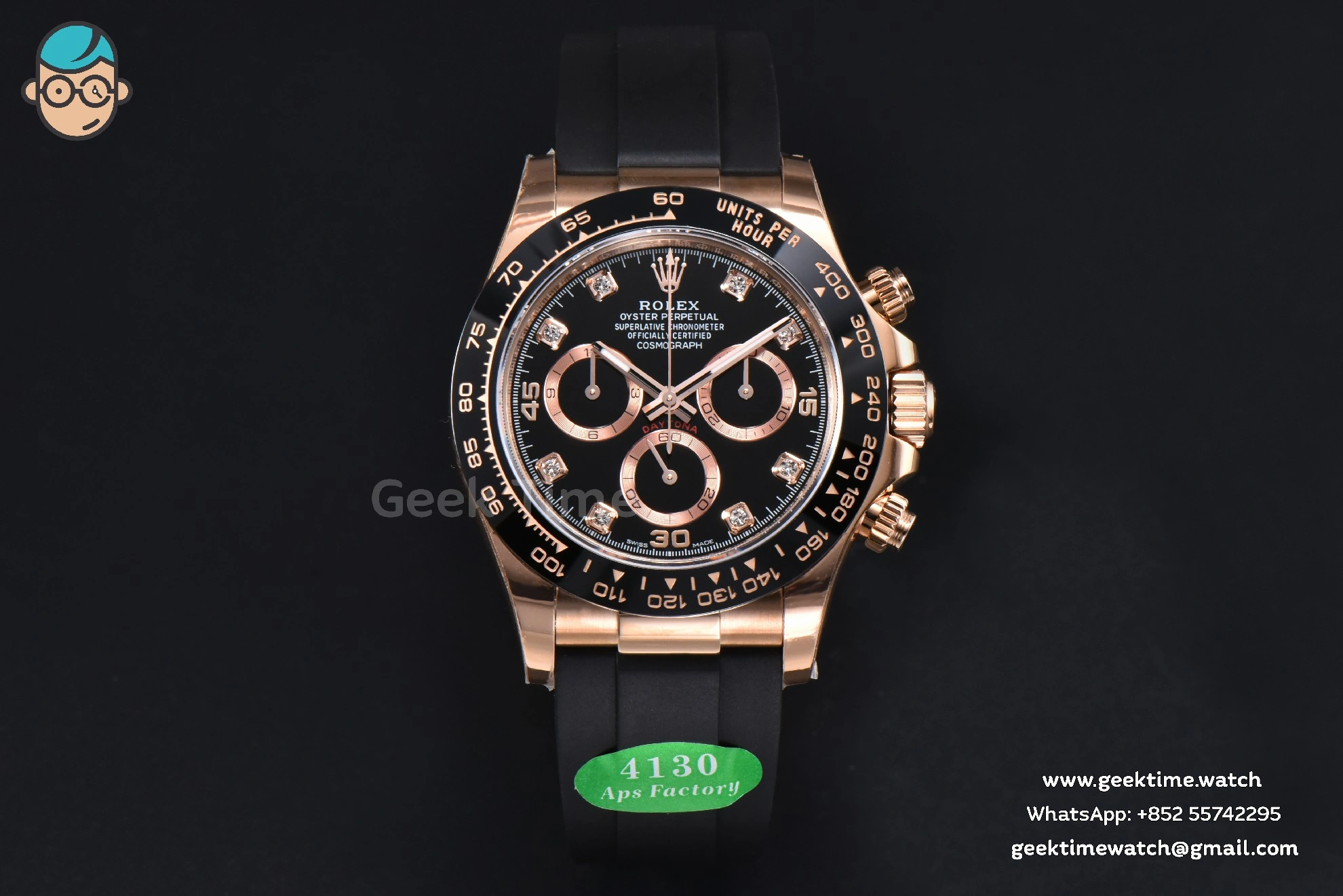 Daytona 116515 RG APSF Black Dial Ceramic Bezel Diamond Marker