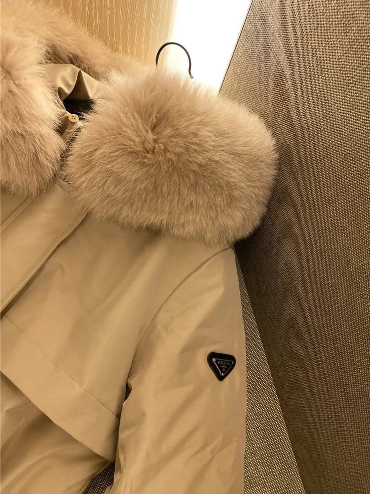 Affordable 8065 Prada Down Feather Coat Long Sleeved For Women