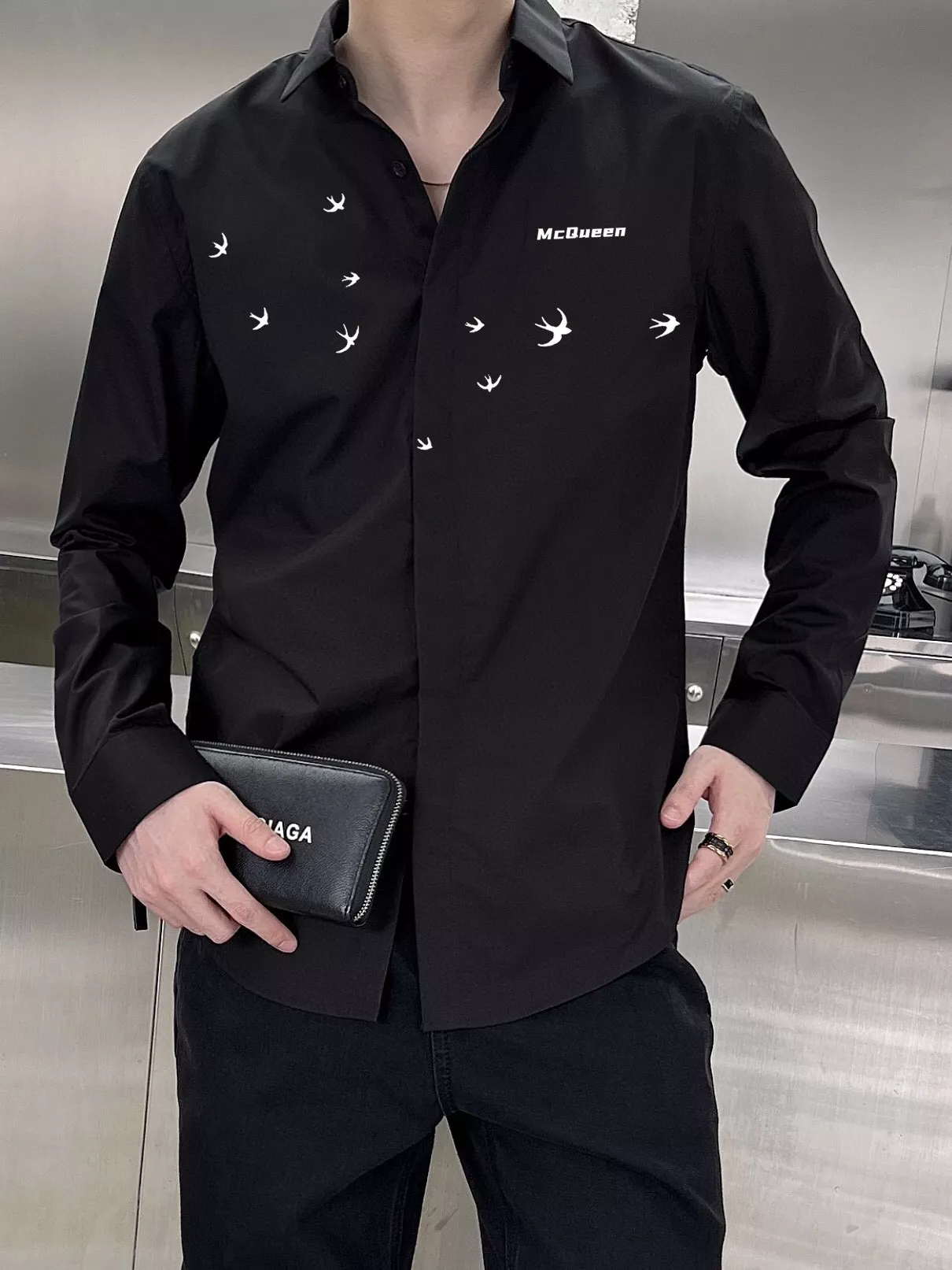 Alexander McQueen Shirts Long Sleeved For Men HighQuality 9445