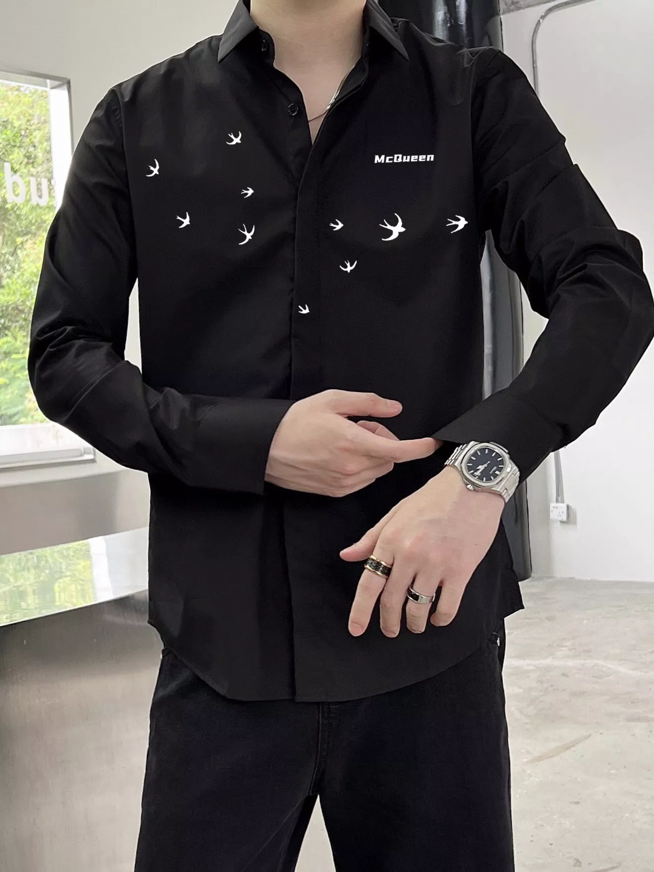 Alexander McQueen Shirts Long Sleeved For Men HighQuality 9445