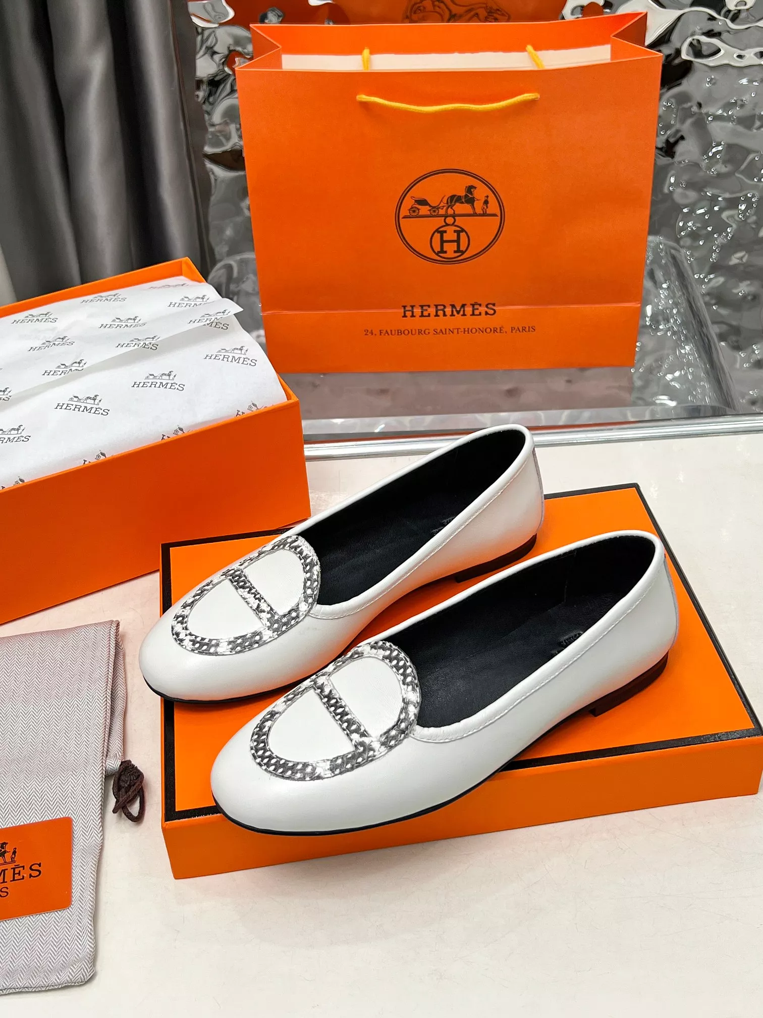 AllSeason 8196 Hermes Leather Shoes For Women