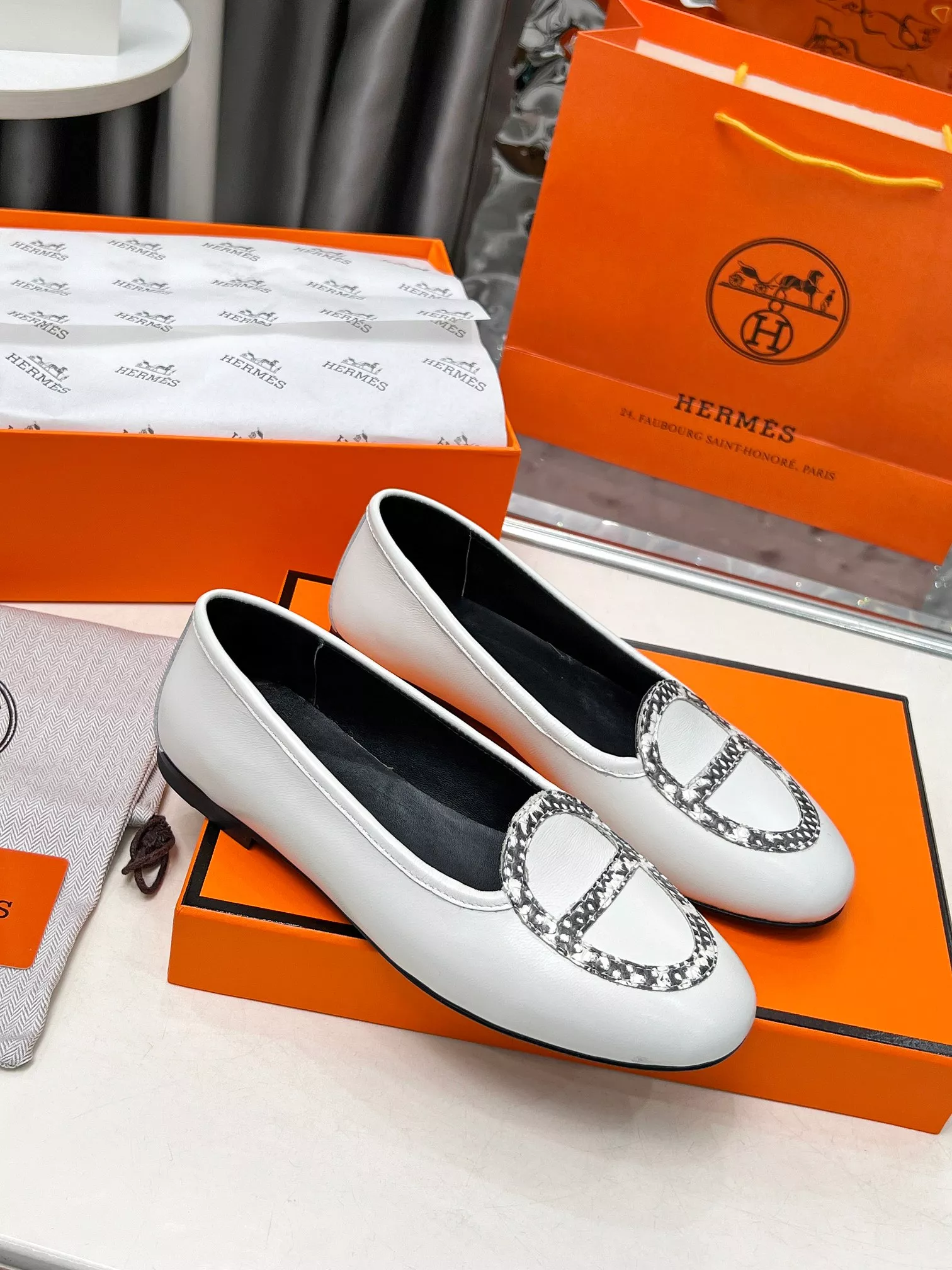 AllSeason 8196 Hermes Leather Shoes For Women