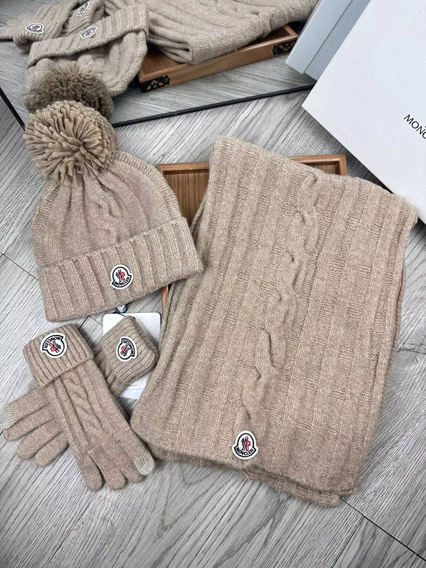 AllSeason 9704 Moncler Hat and Scarf and Glove Set