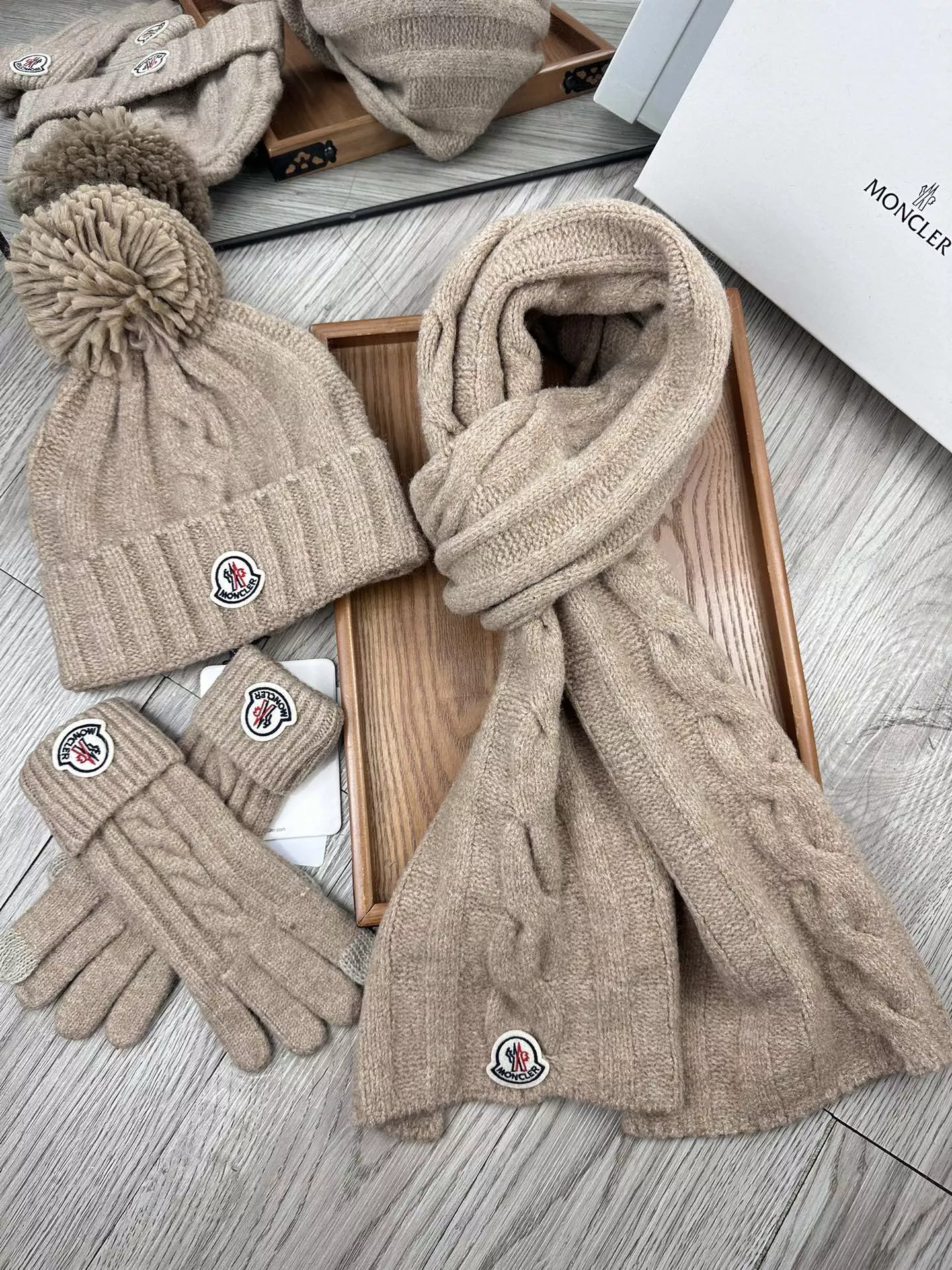 AllSeason 9704 Moncler Hat and Scarf and Glove Set