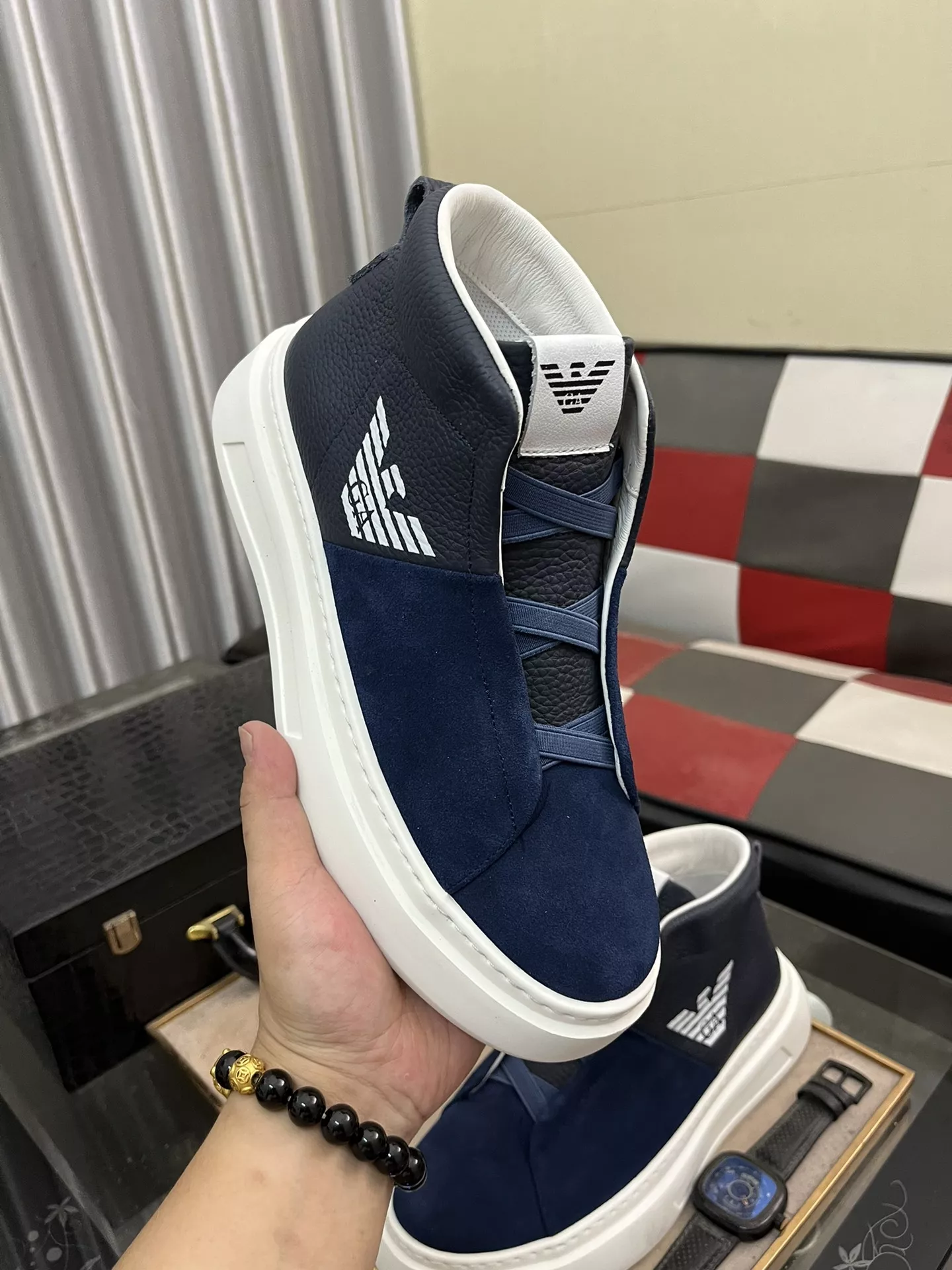 Armani High Tops Shoes For Men Durable 3461