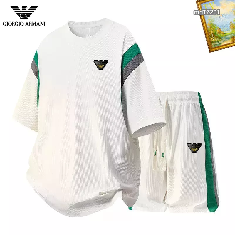Armani Tracksuits Short Sleeved For Men Refined 8237