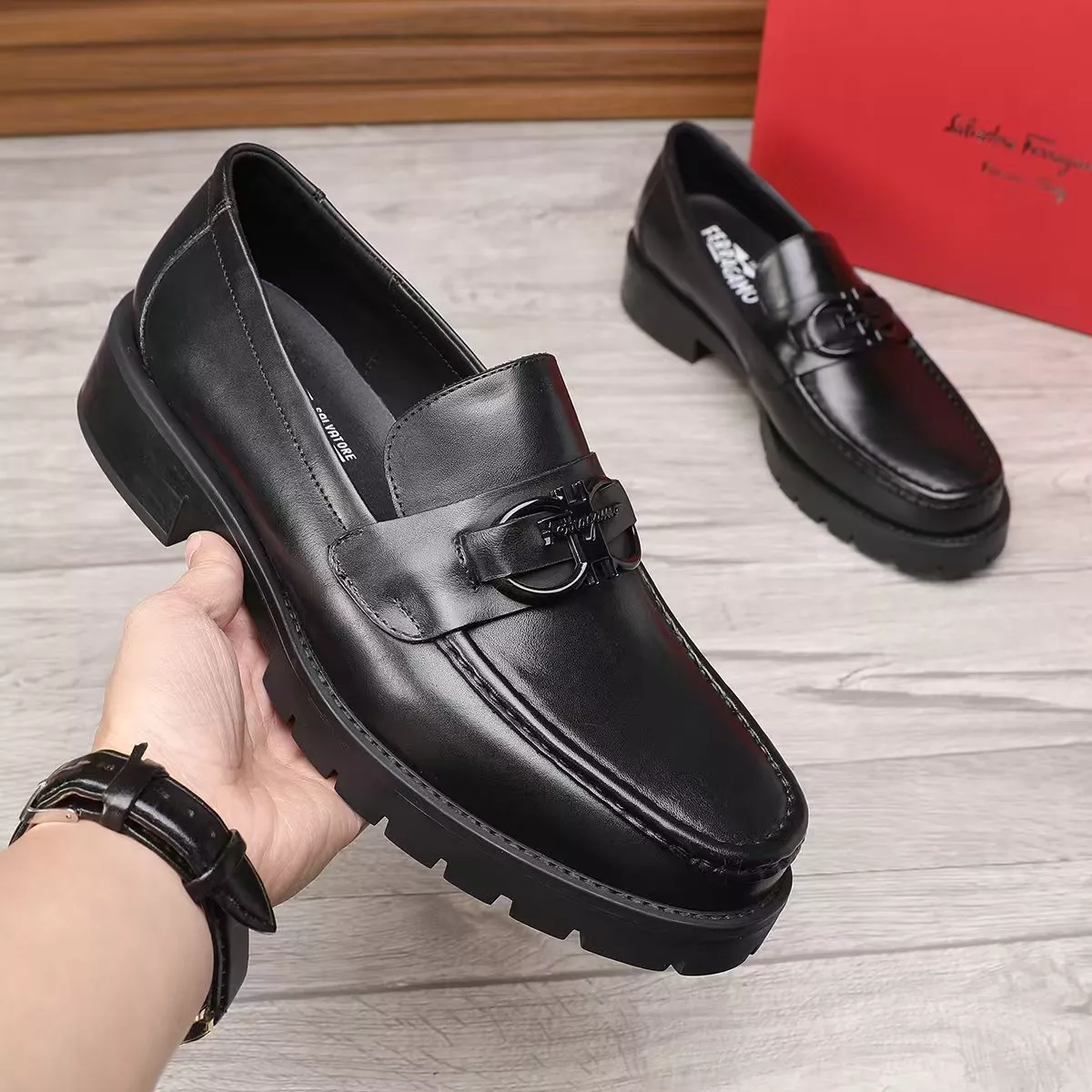 Bold 1813 Salvatore Ferragamo Leather Shoes For Men