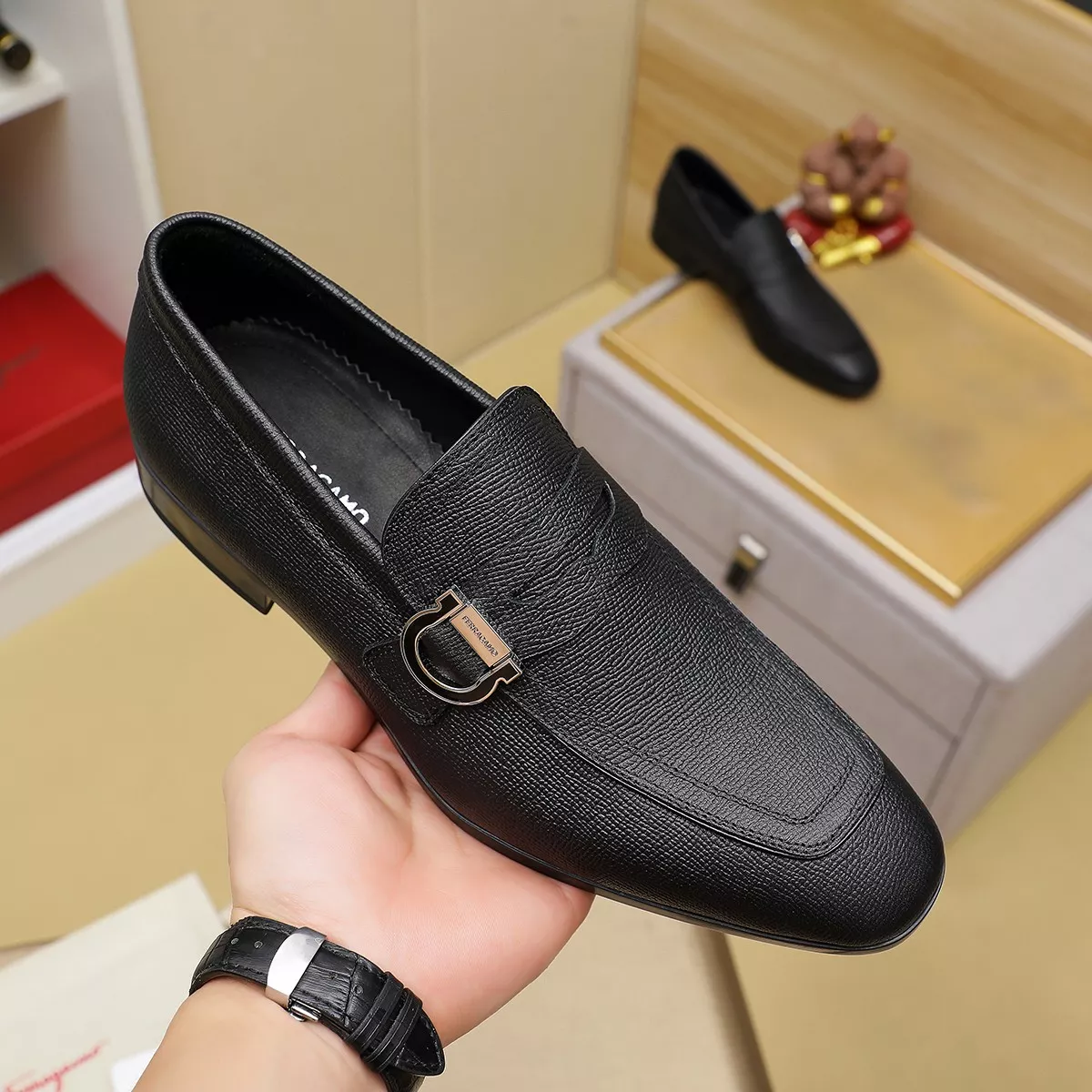 Bold 4903 Salvatore Ferragamo Leather Shoes For Men