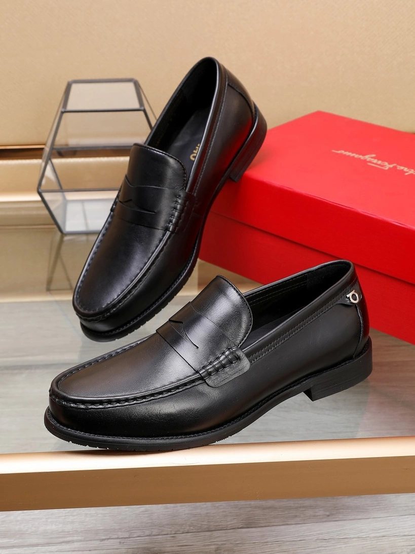 Bold 9509 Salvatore Ferragamo Leather Shoes For Men