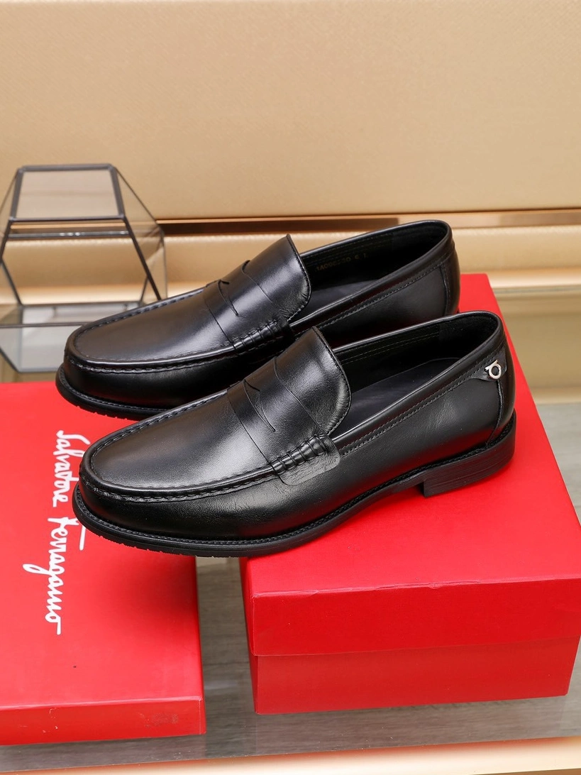 Bold 9509 Salvatore Ferragamo Leather Shoes For Men