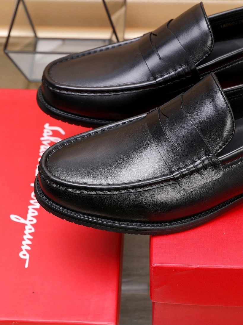 Bold 9509 Salvatore Ferragamo Leather Shoes For Men