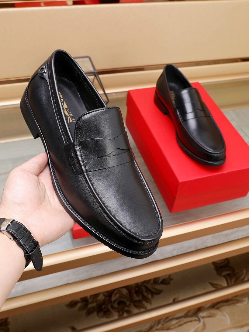 Bold 9509 Salvatore Ferragamo Leather Shoes For Men