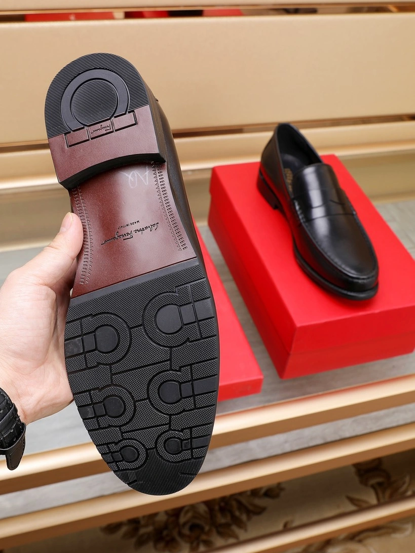 Bold 9509 Salvatore Ferragamo Leather Shoes For Men