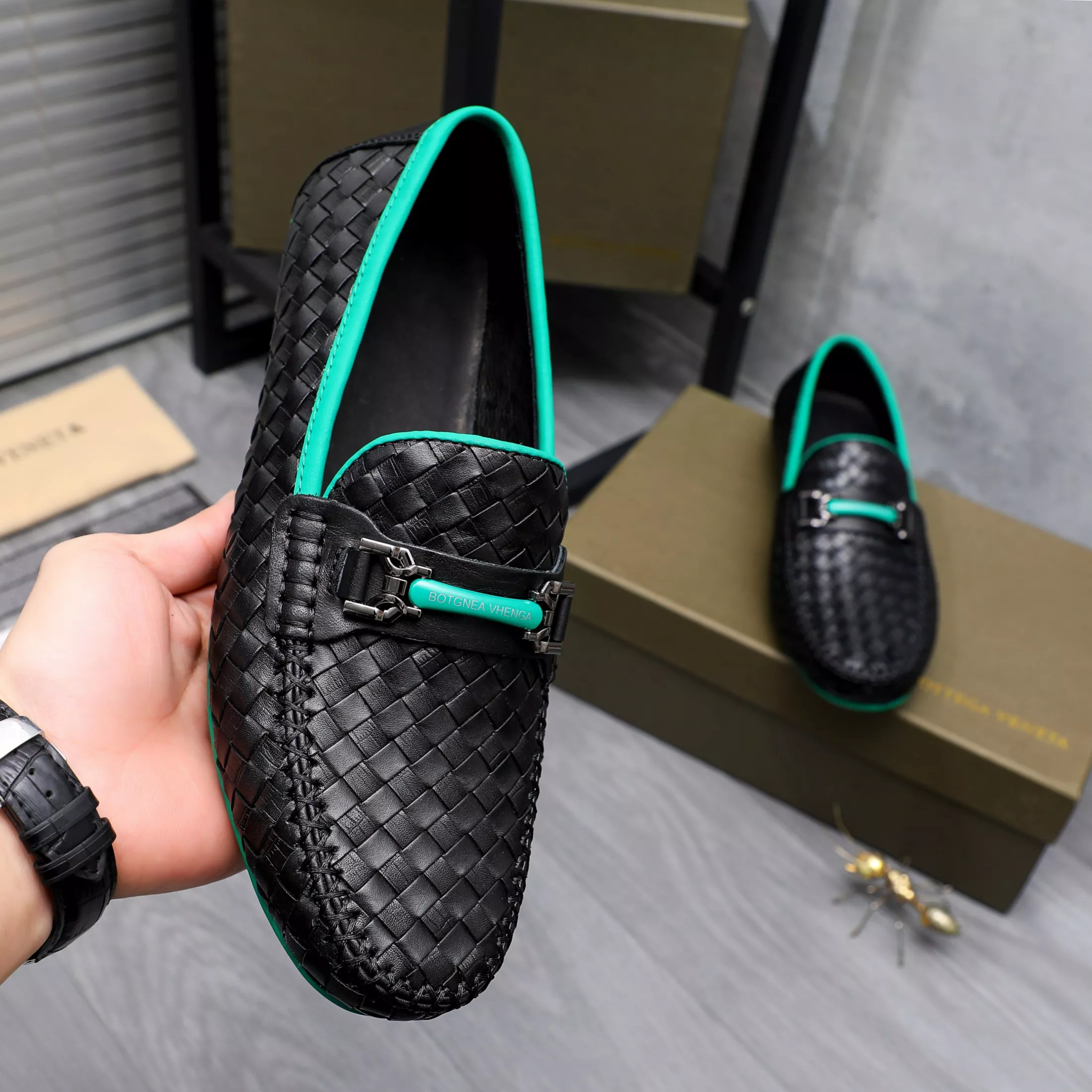 Bottega Veneta BV Leather Shoes For Men Unique 7079