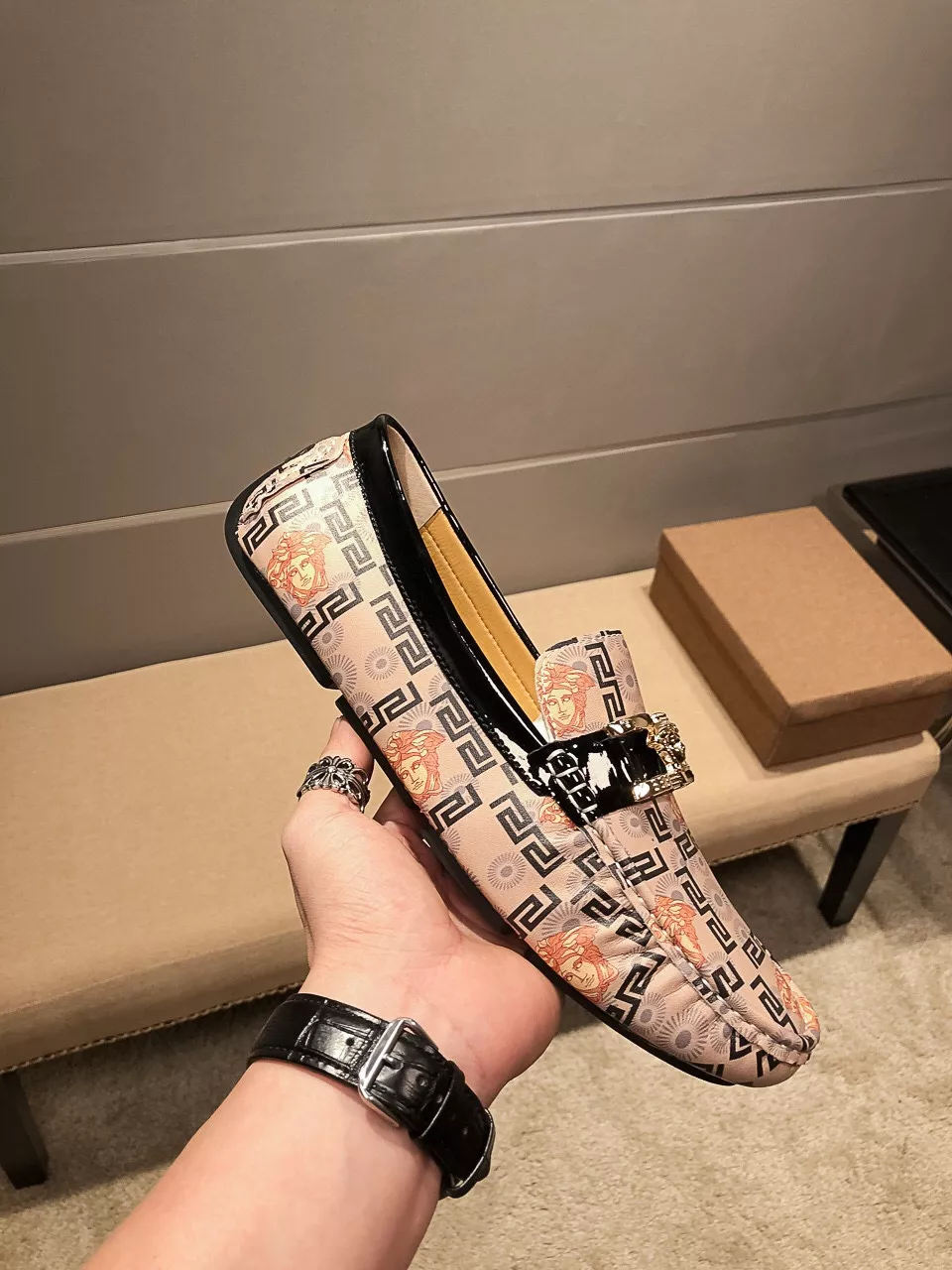 Breathable 4631 Versace Leather Shoes For Men
