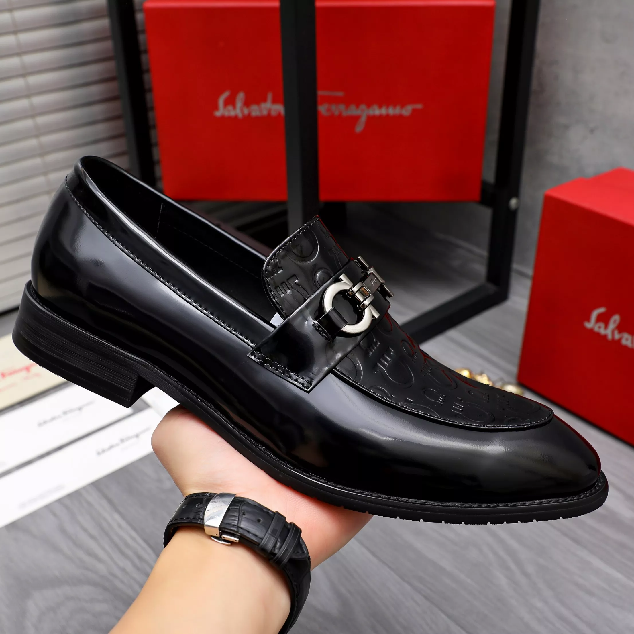 Breathable 6011 Salvatore Ferragamo Leather Shoes For Men