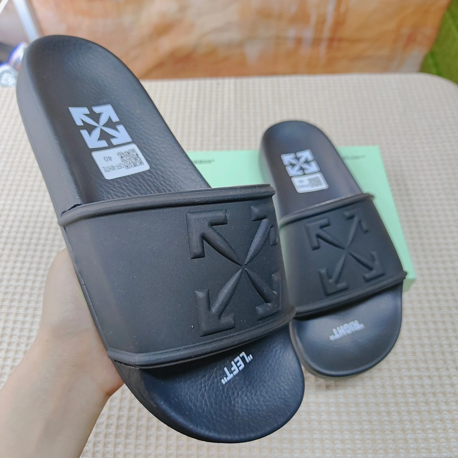 Breathable 8757 Off-White Slippers For Men