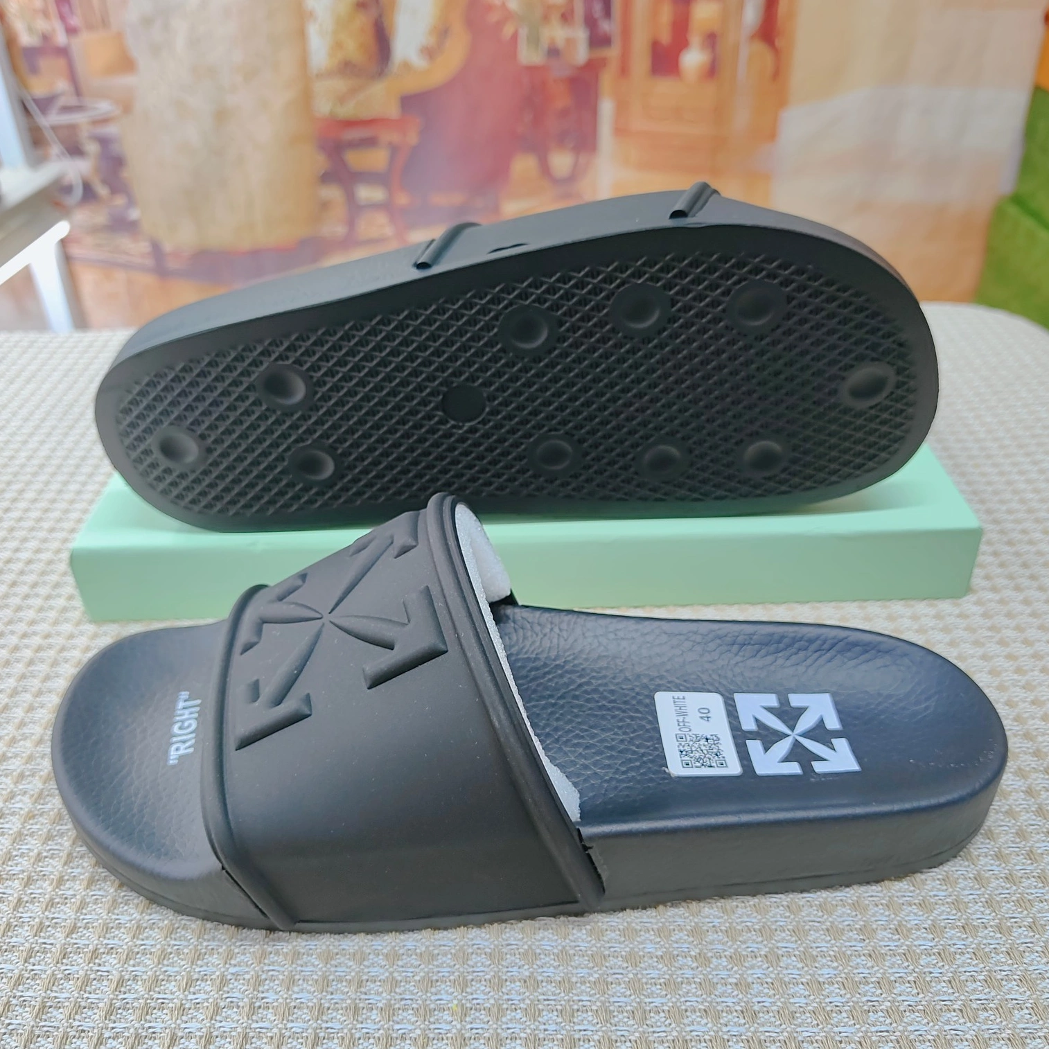Breathable 8757 Off-White Slippers For Men