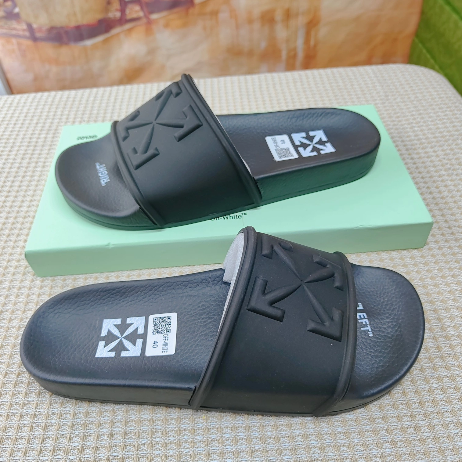 Breathable 8757 Off-White Slippers For Men
