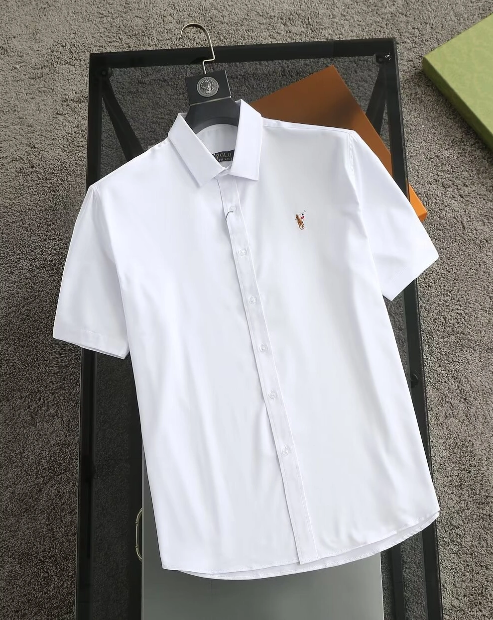 Breathable 8855 Ralph Lauren Polo Shirts Short Sleeved For Men