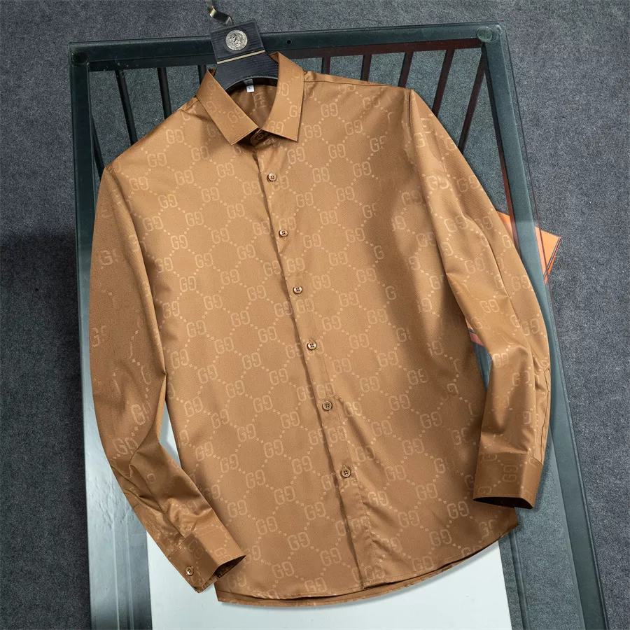 Breathable 8905 Gucci Shirts Long Sleeved For Men