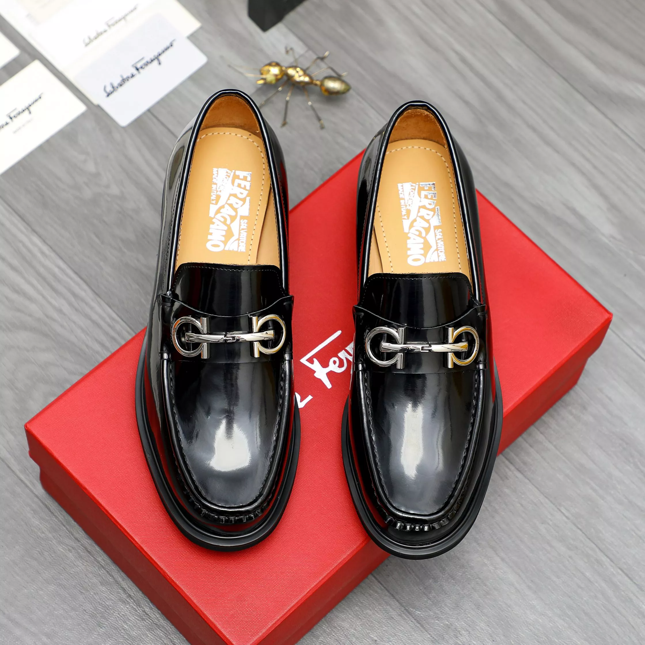 Bright 393 Salvatore Ferragamo Leather Shoes For Men