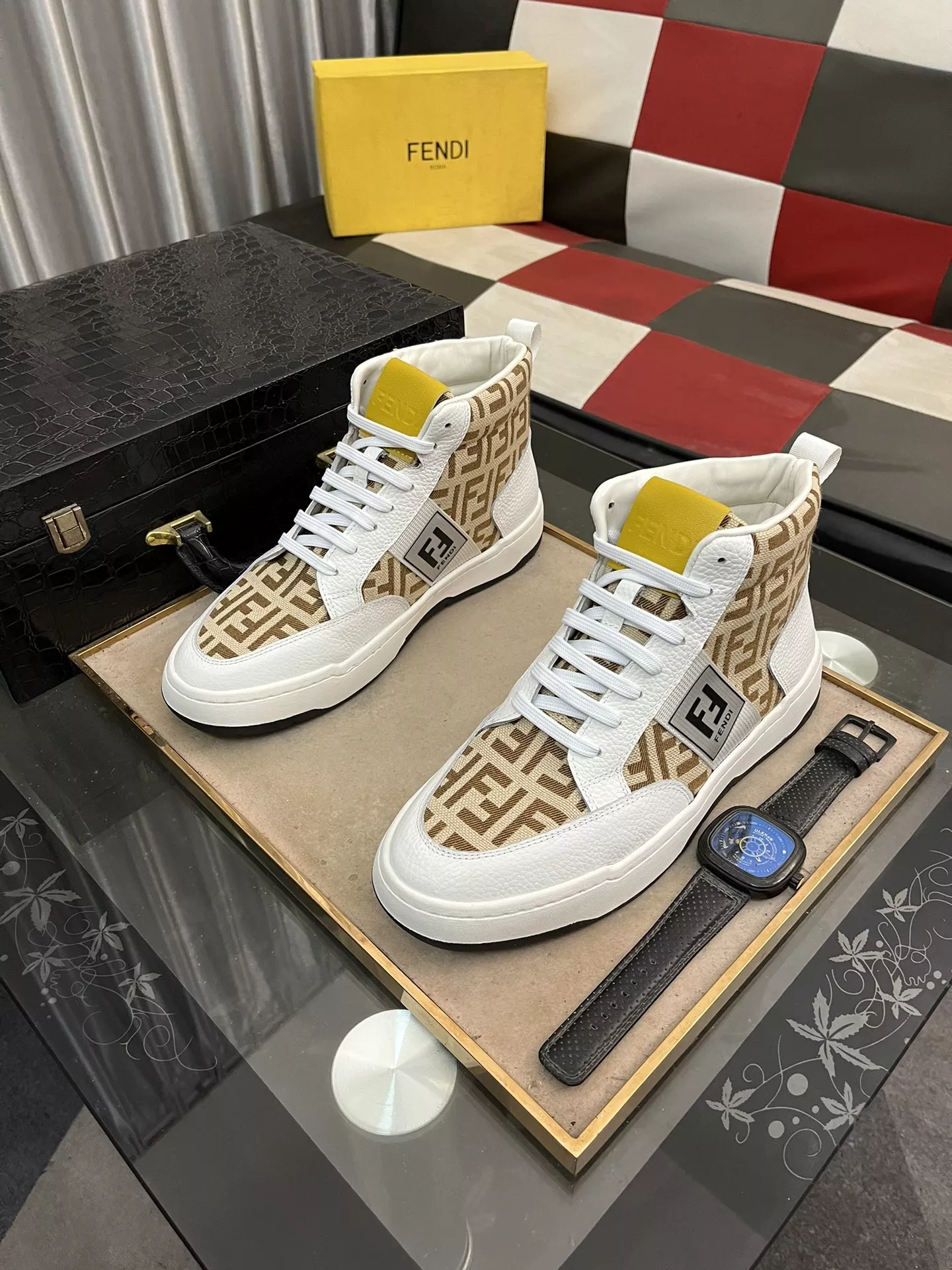 Bright 6629 Fendi High Tops Casual Shoes For Men