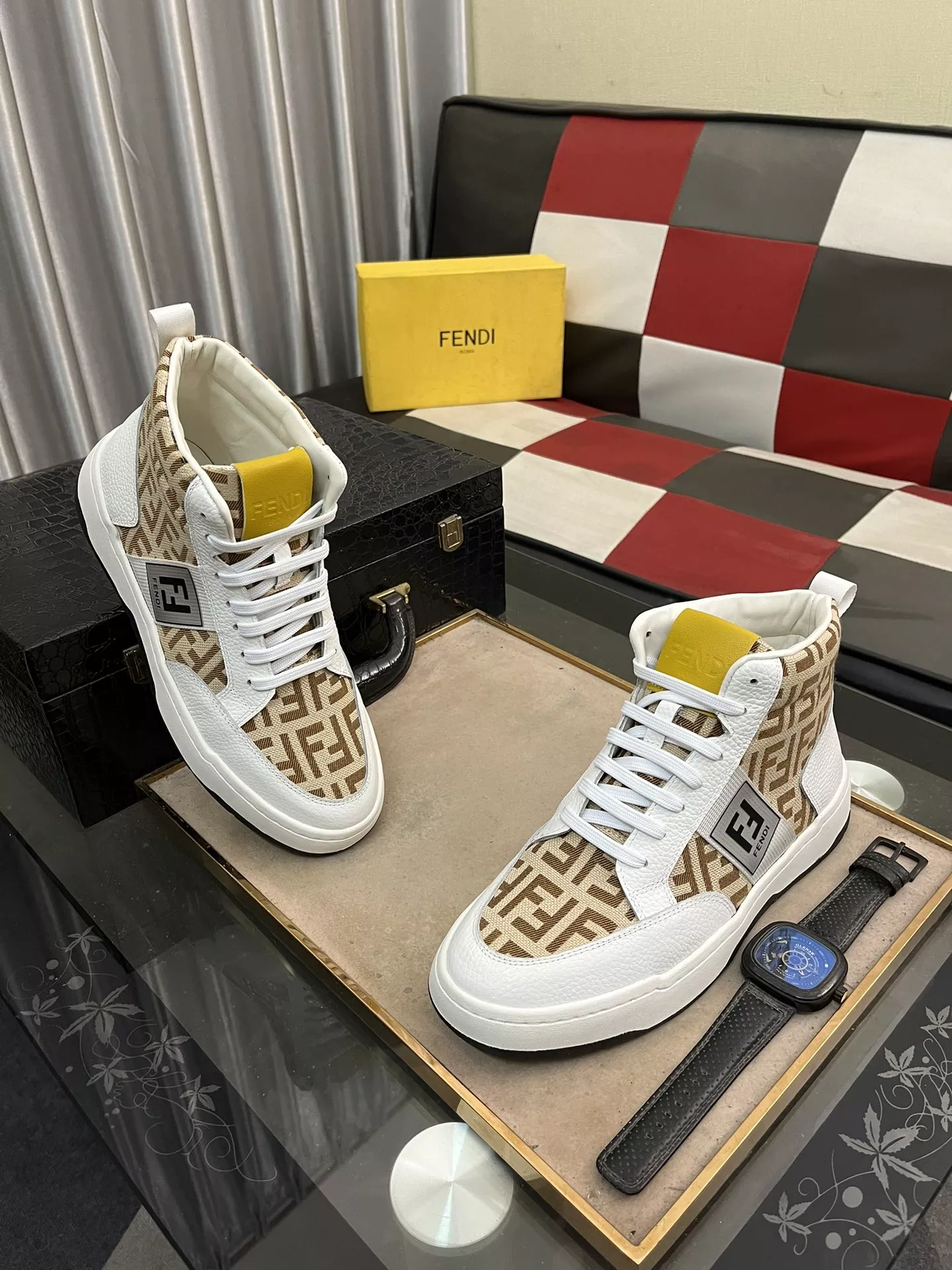 Bright 6629 Fendi High Tops Casual Shoes For Men