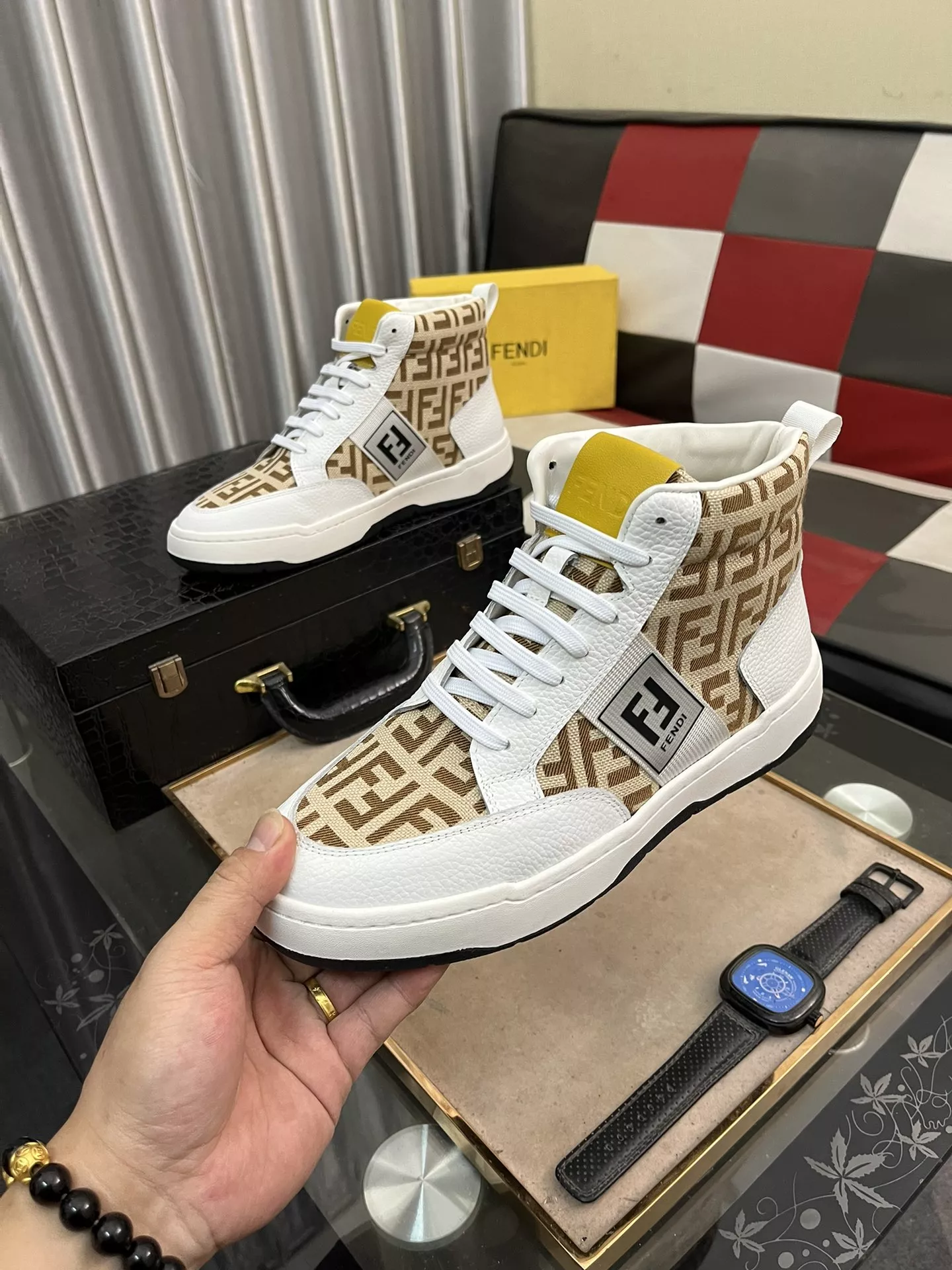 Bright 6629 Fendi High Tops Casual Shoes For Men