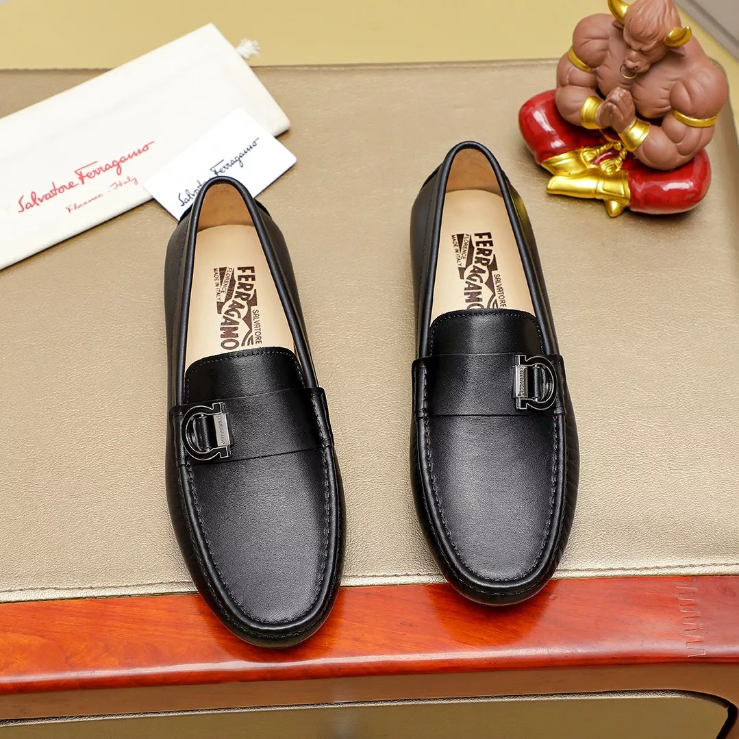 Bright 7931 Salvatore Ferragamo Leather Shoes For Men