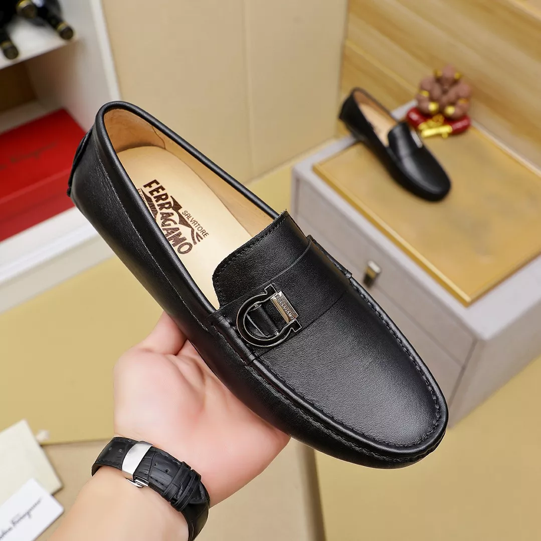 Bright 7931 Salvatore Ferragamo Leather Shoes For Men