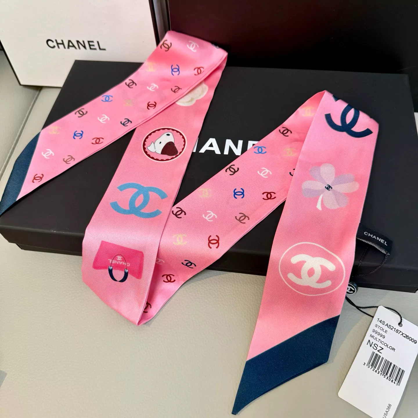 Chanel Silk Scarf Breathable 9468