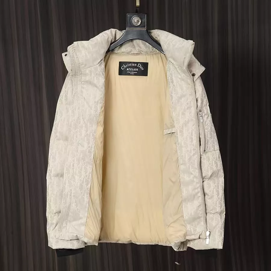 Christian Dior Down Feather Coat Long Sleeved For Men Minimalist 8406